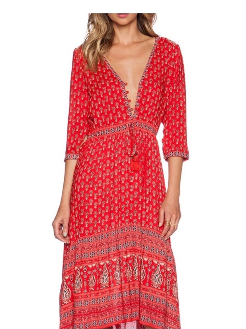 Spell Gypsiana Red Bandana High Low Dress, Size Medium